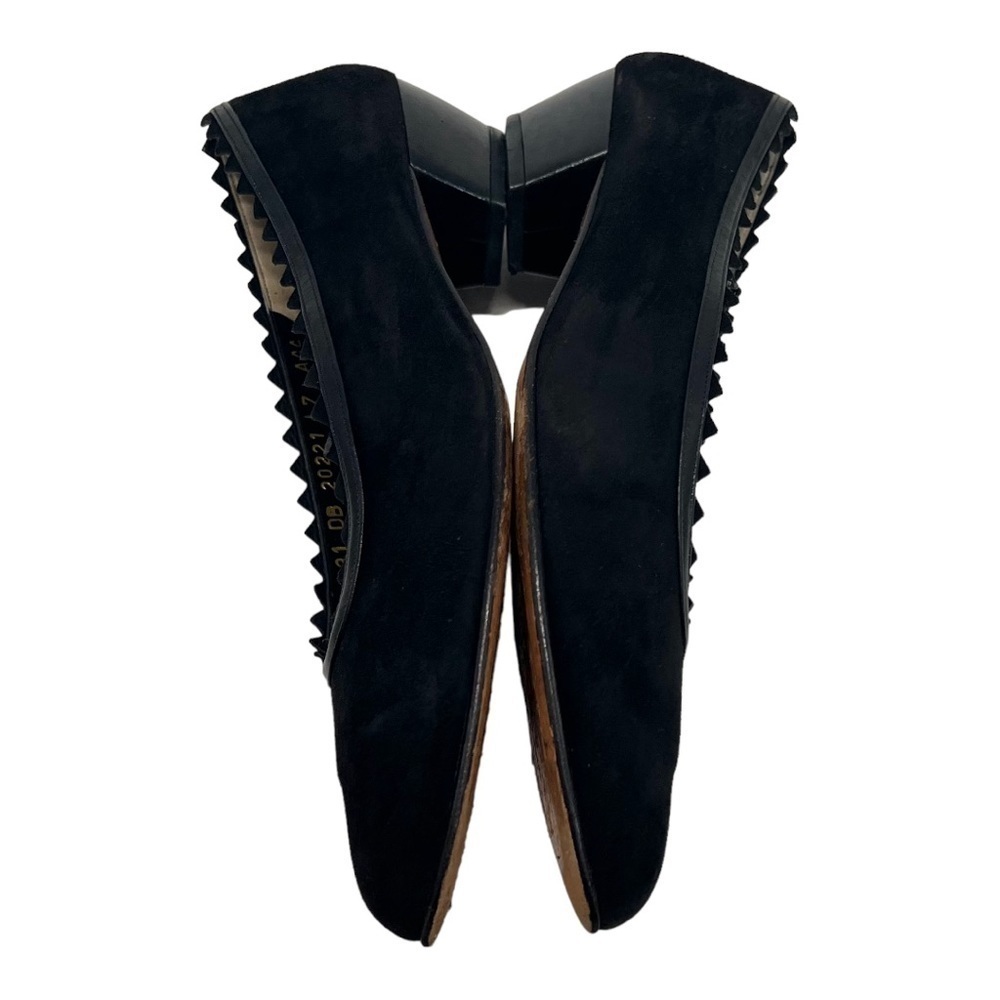 Salvatore Ferragamo Frania 40 Black Suede Leather Scallop Pumps Womens 7 AAA - Picture 12 of 16